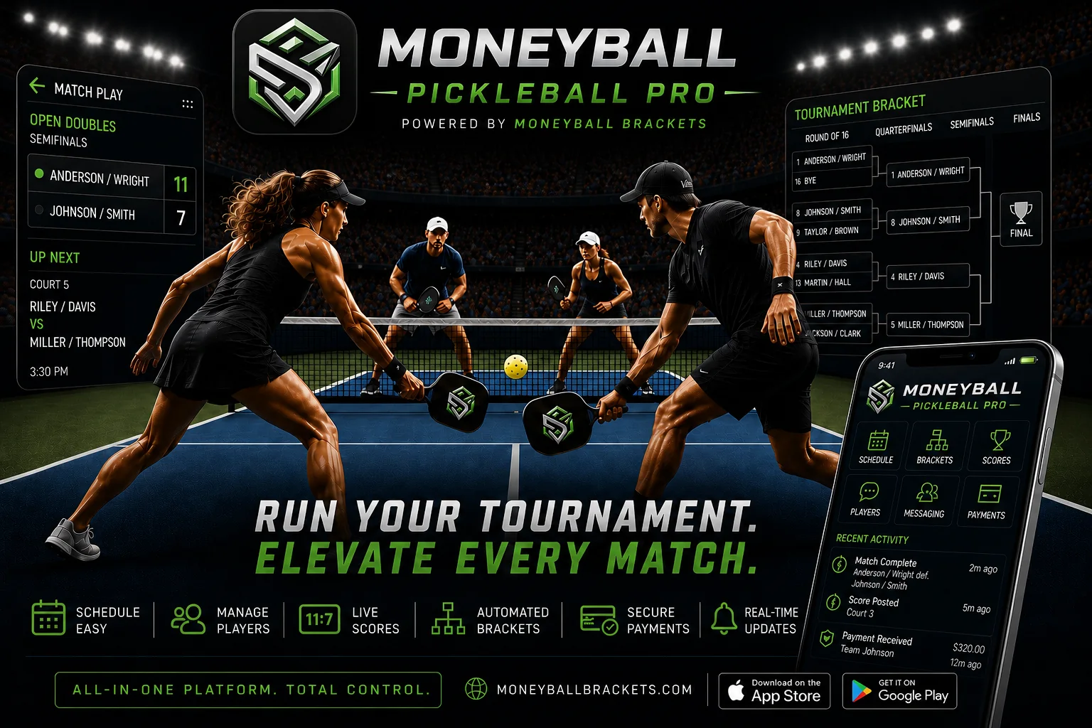 Moneyball Pickleball Pro — Run Your Tournament. Elevate Every Match.